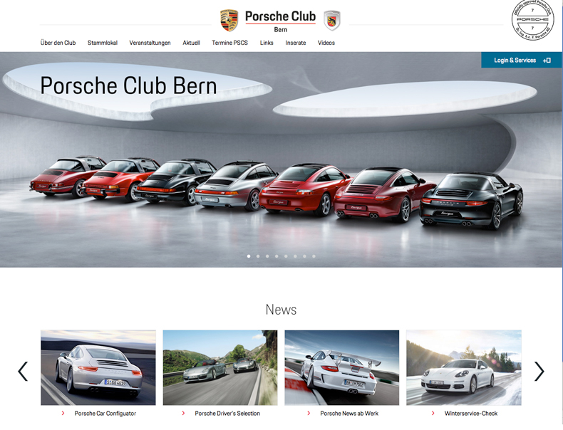 Website Porsche Club Bern